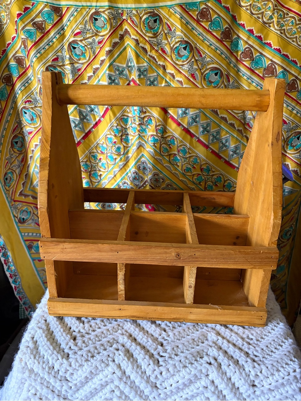 Natural Wood 6-Compartment Caddy Organizer - Natural